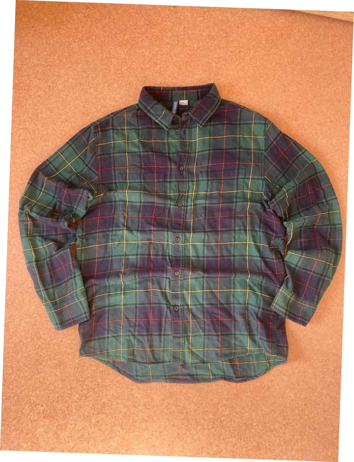 Chemise manches longues H&M Divided à carreaux /vert bleu/ taille M